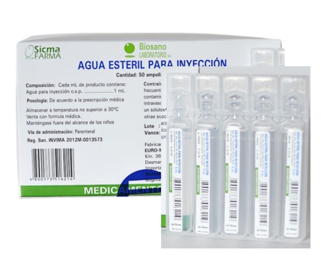 agua-para-inyectables-10ml-50-U-biosano agua para inyectables 10ml 50 U biosano - Imagen 1