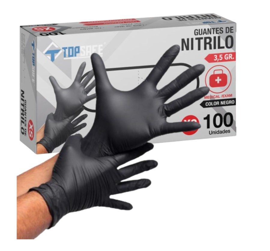 guante-de-nitrilo-negro-m-100u-topsafe guante de nitrilo negro m 100u topsafe - Imagen 1